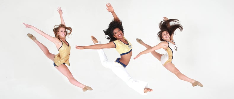 Georgia Tech Goldrush Dance Team's Custom cheer uniform