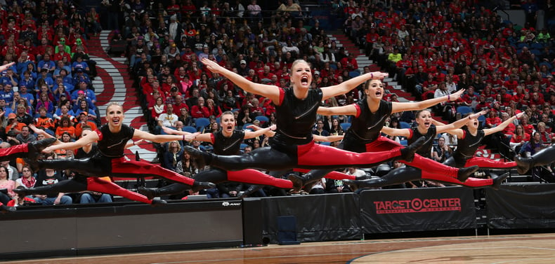 Eden prairie dance team in color change unitard