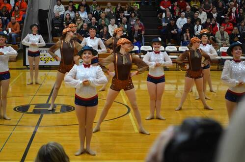 Mary Poppins, 2014-2015 Mound West Tonka Dance team, The Line Up, theme costume, brown spakly costume, MSHSL dance