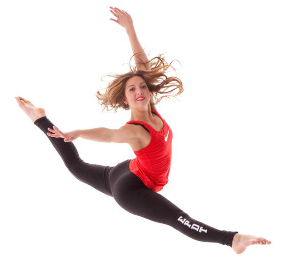 Eden Prairie Dance team dancer split jump, The Line Up leggings