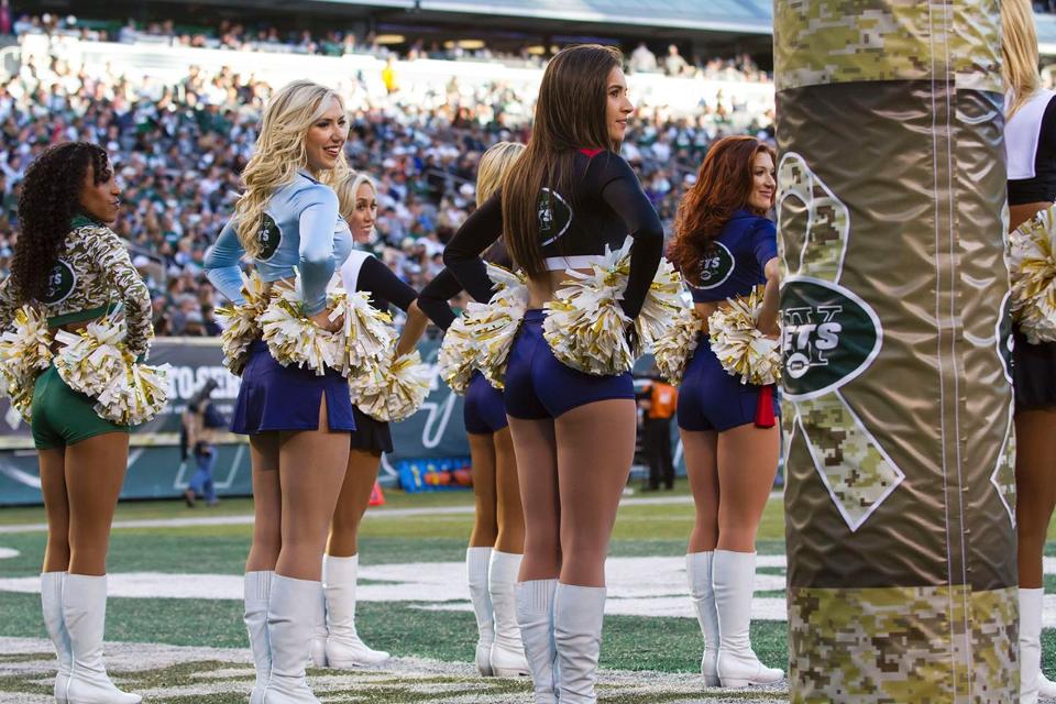 New York Jets Flight Crew Cheerleaders military outfits for 2015 created by The Line Up