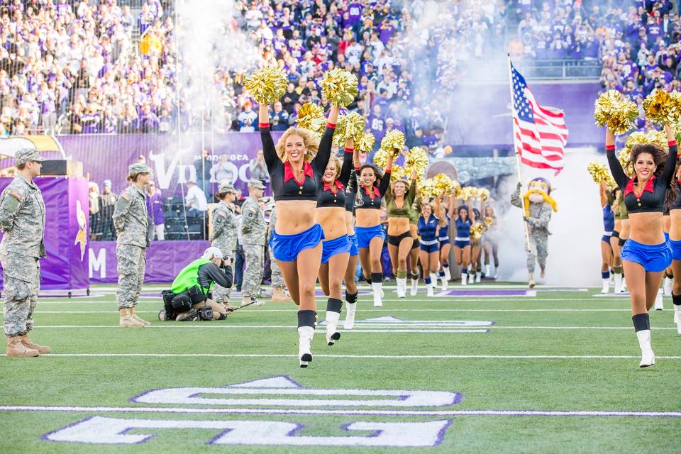 Minnesota Vikings Cheerleaders military outfits created by The Line Up 2015