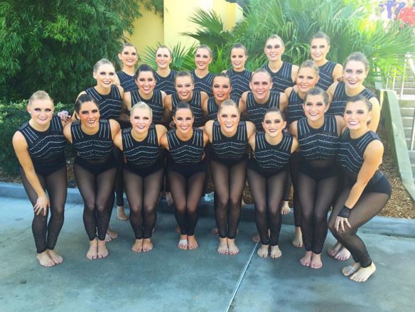 University of St Thomas Dance team black costume, jazz, 2016 Nationals