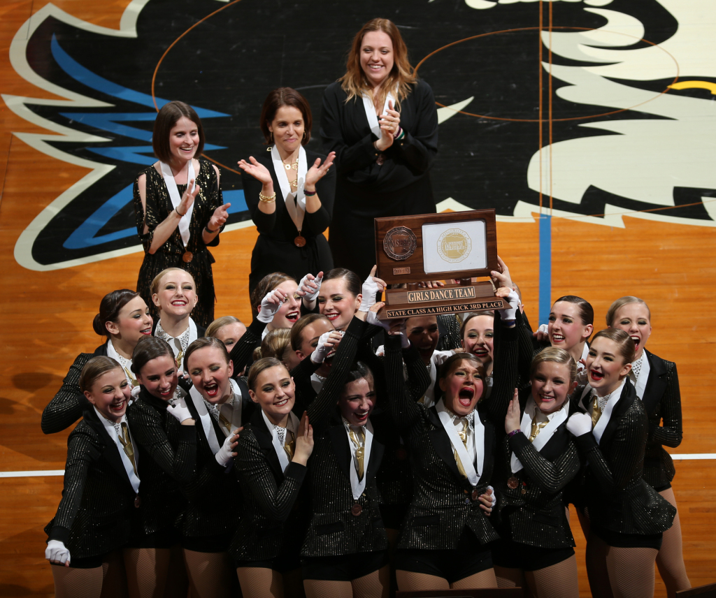 Totino Grace E'gals Dance team, 2014 2015, suit and tie, High Kick, The Line Up