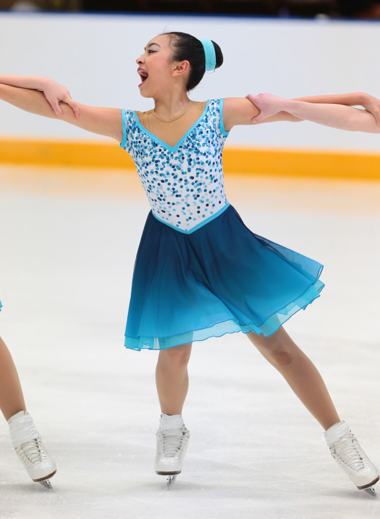 Downers Grove Dazzlers Juvenile blue polka dot ombre dress