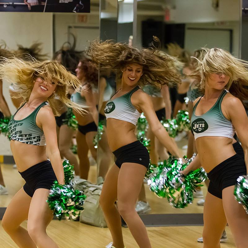 New York Jets flight crew,cheerleaders,  The Line Up, sublimated practice top