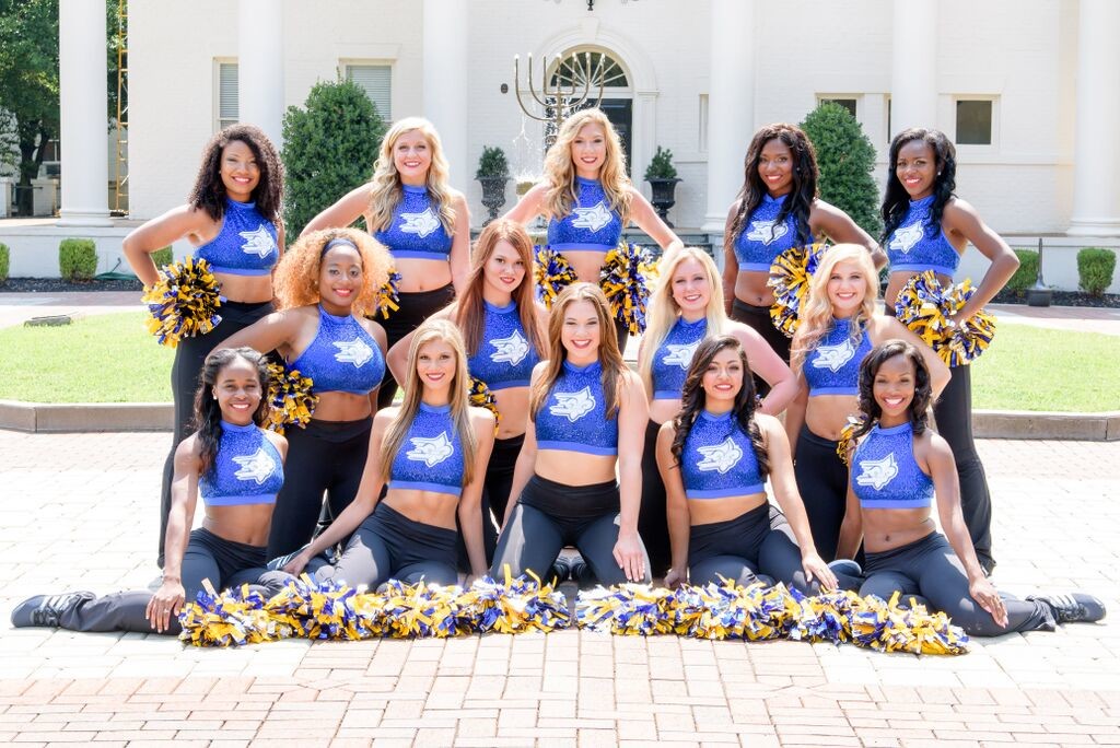 Limestone College dance team, 2015 blue uniforms