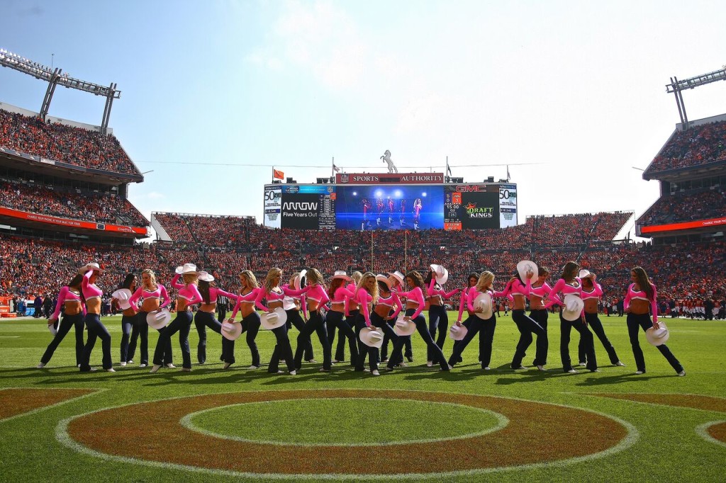 Denver Broncos Cheerleaders, Breast Cancer Awareness Uniforms, 2015 The Line Up 