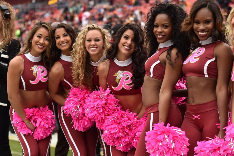 Washington Redskins Cheerleaders, Breast Cancer Awareness Uniforms, The Line Up,