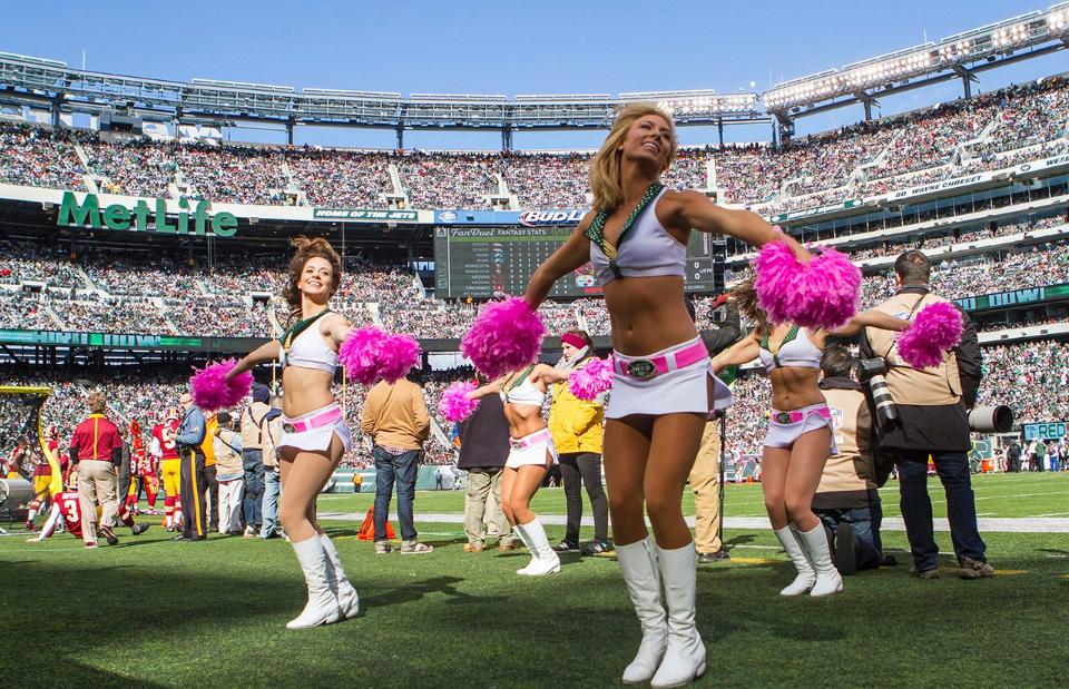 New York Jets Flight Crew, Breast Cancer Awareness,pink belts, The Line Up