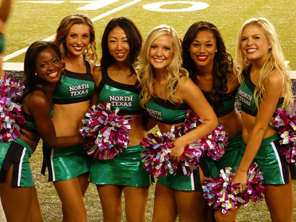 University of North Texas Dance team, two piece green uniforms, The Line Up