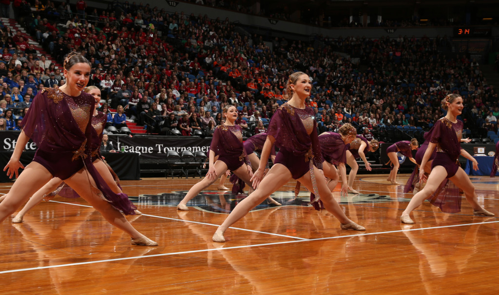 Totino Grace Jazz dark purple and tan jazz costume 2016 State champions, The Line Up