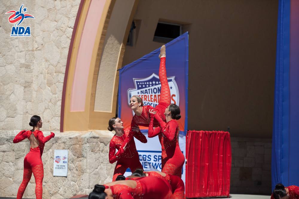 2016 Louisville Ladybirds Dance Team in red unitard by The Line Up at NDA