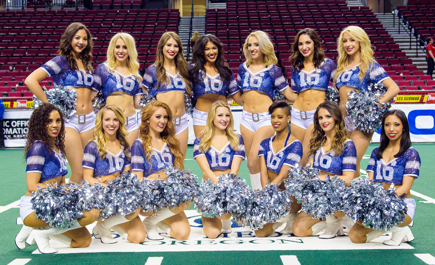 Portland Steel Cheerleaders wearing custom made sparkle jersey