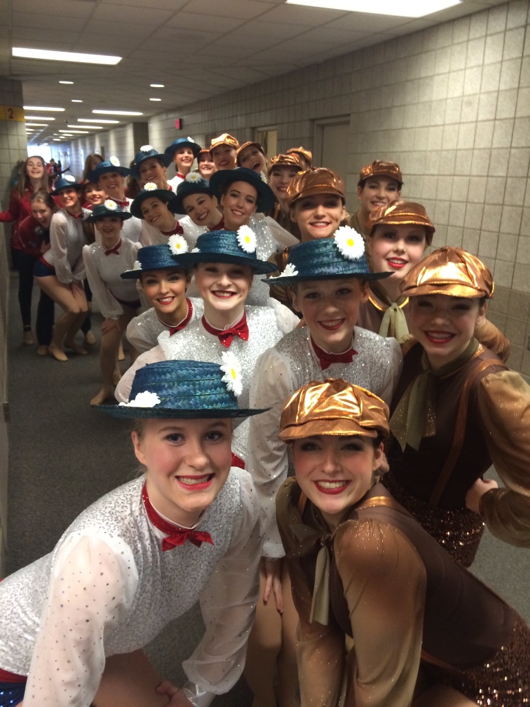 Mary Poppins, 2014-2015 Mound West Tonka Dance team, The Line Up, theme costume, brown spakly costume, MSHSL dance