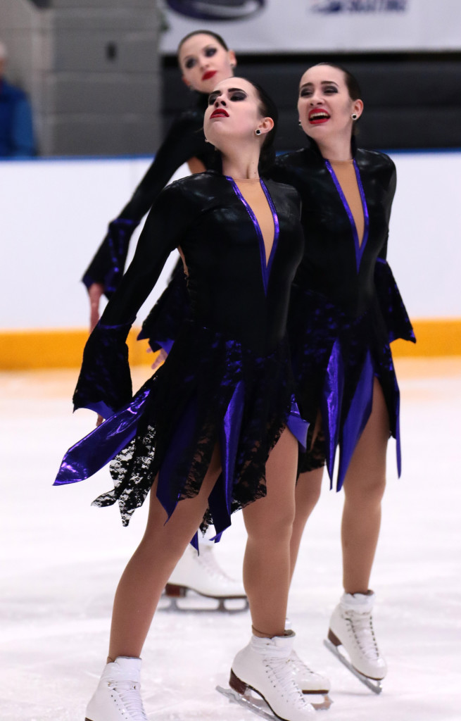Downers Grove Dazzlers purple and black dress 2016 synchronized skating nationals