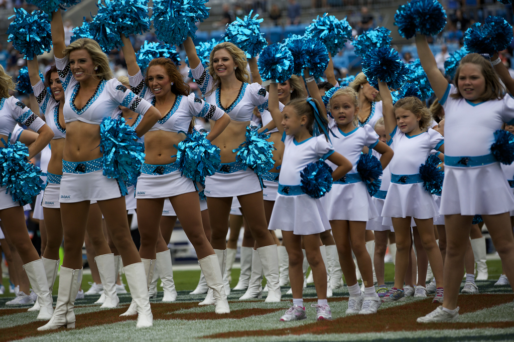 Carolina Panthers Cheerleaders Topcats White Uniform The Line Up 2014 Junior cheerleaders