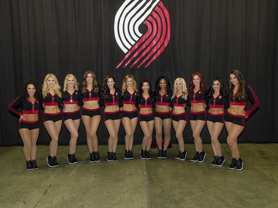 Portland Blazers Dancers, Uniforms, The Line Up, black sporty uniform with hood