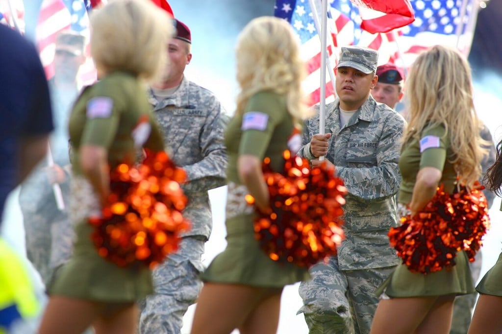 Denver Broncos Cheerleaders military outfits for 2015 created by The Line Up