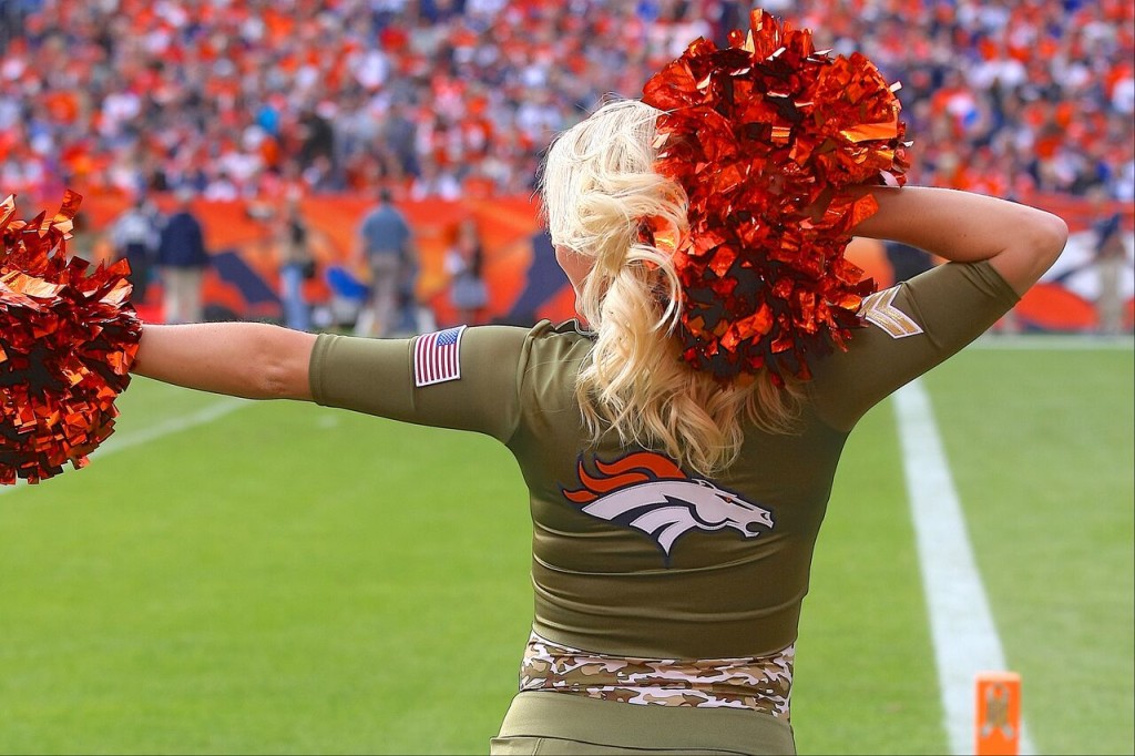 Denver Broncos Cheerleaders military outfits for 2015 created by The Line Up