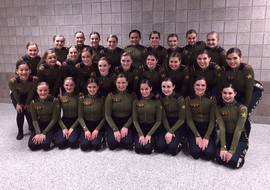 High Kick Maple Grove 2015 2016 Crimson dance team military costume from The Line Up