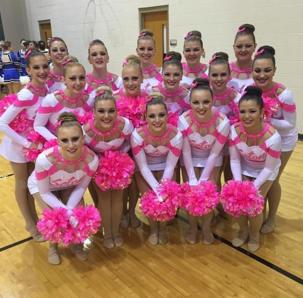 Seton High school dance team bright pink 2015 2016 pom costume from The Line Up