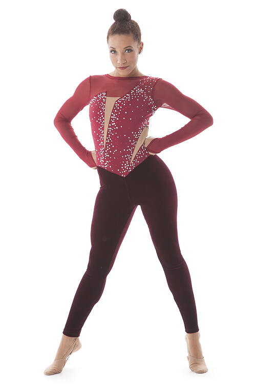 St Francis High Kick Custom burgundy unitard 2015-2016 with rhinestones