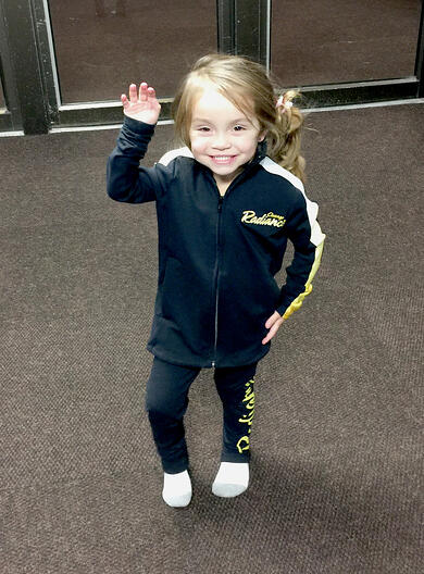Customized Warm Up Jacket and Legging by The Line Up cute little girl