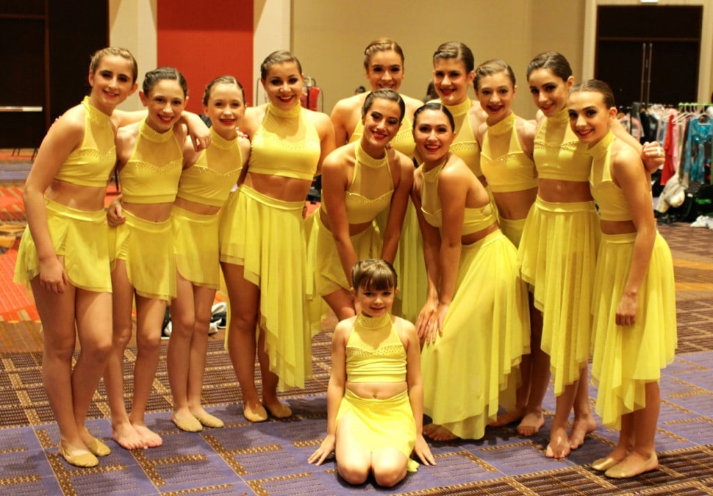 all about dance yellow dance costume, two piece