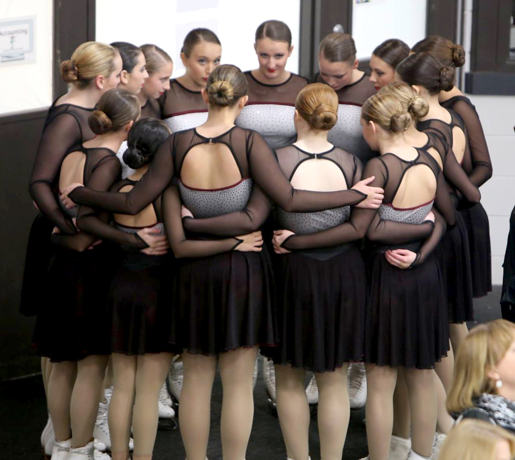 Custom spangle and dye sublimated skate dresses for Shattuck-St. Mary's by The Line Up