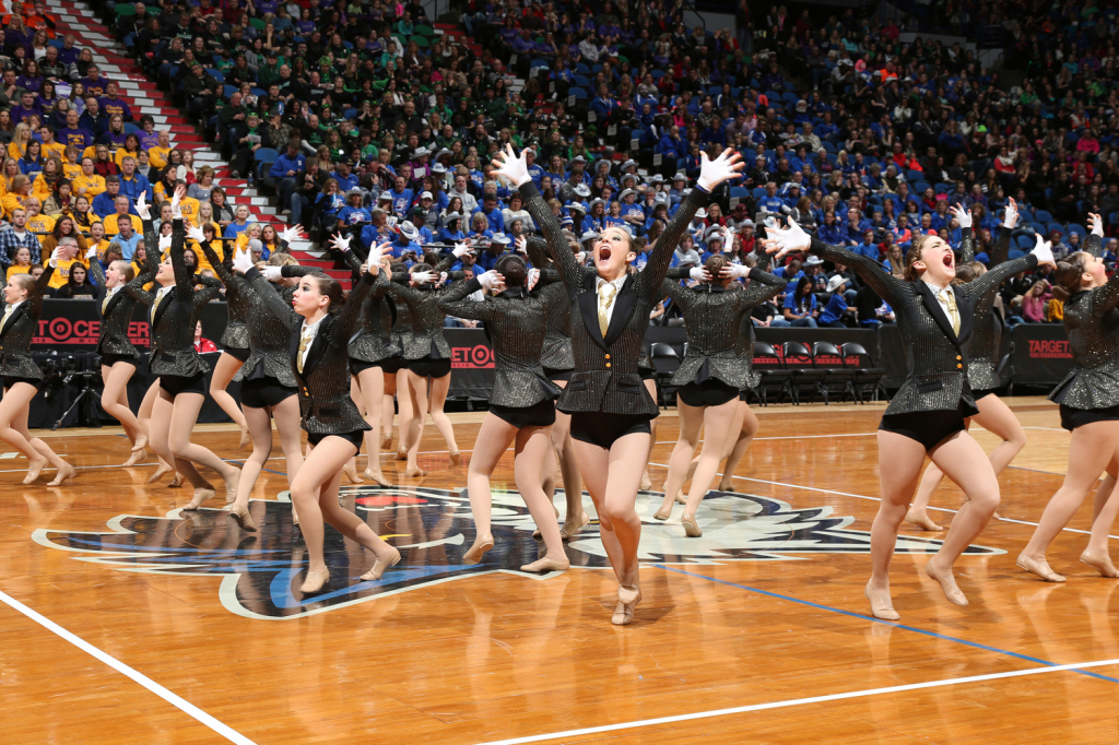 Totino Grace E'gals Dance team, 2014 2015, suit and tie, High Kick, The Line Up