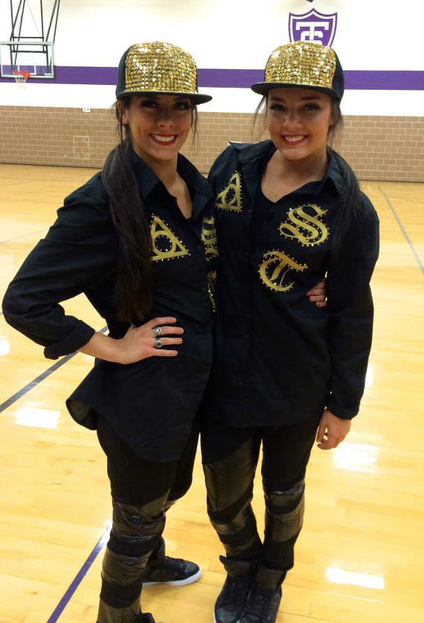 Close Up costume Hip hop USTDT 2015, gold lettering, custom harem pants, hip hop costume