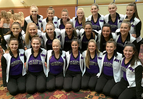 University of St. Thomas Dance team in custom Warm Ups by The Line Up 2015