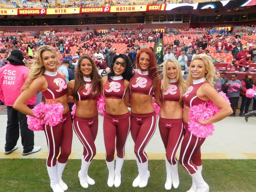 Washington Redskins Cheerleaders Breast Cancer Awareness uniforms, 2015, The Line Up