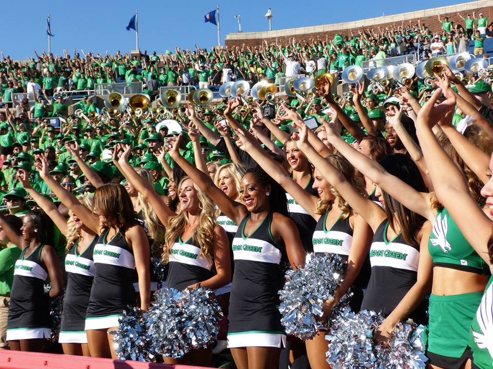 University of North Texas Dance team, black white and green uniforms, The Line Up