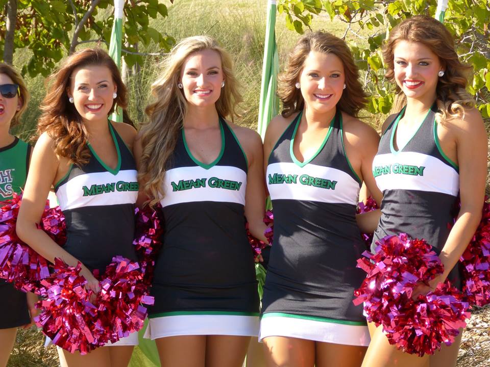 University of North Texas Dance team, black white and green uniforms, The Line Up