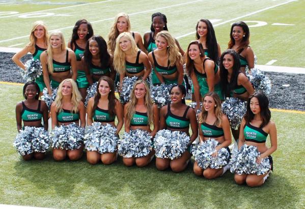 University of North Texas Dance team, two piece green uniforms, The Line Up