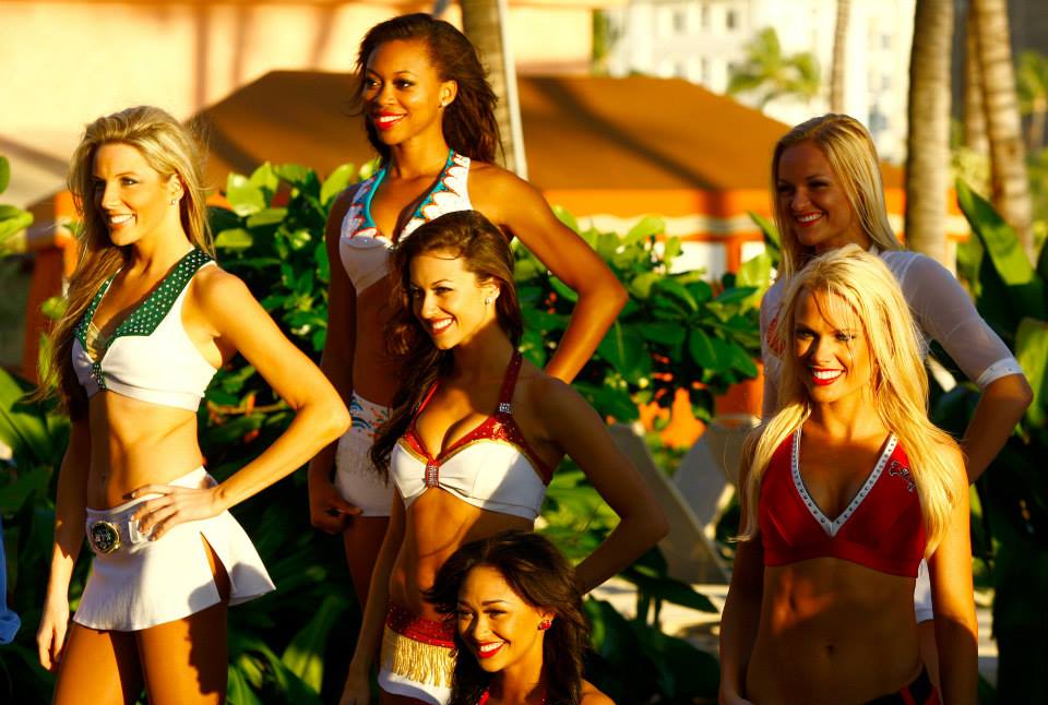 2014 NFL Pro Bowl Cheerleaders, The Line Up, Jets Flight Crew Laura, Redskins Maigan, Miami Dolphins Natalie, 