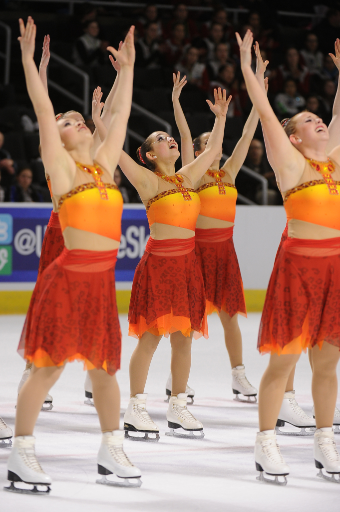 Synchronized Skating Nationals 2015, The Line Up, custom dresses, lion king theme, cheetah print, sunset ombre,  Saint Louis Synergy JR