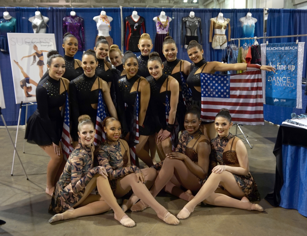 South Jersey Storm dancers, flag costume, katy perry, military inspired, EPIC, Reach the Beach, 2015