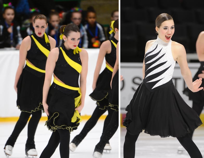 synchronized skate dresses with black tights