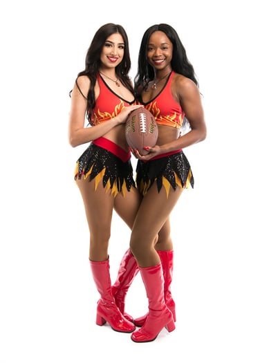 Hunnies Cheerleaders in their new fiery uniforms!