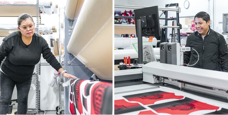 sublimating pieces for the ohio state university pom uniform