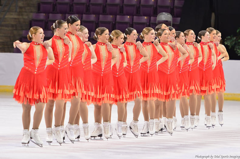 Synchronized skating dress with fringe skirt