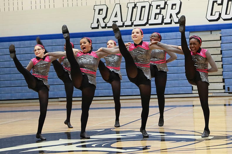 Roseville JV dance team custom high kick uniform