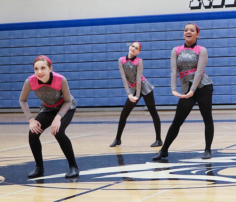 Roseville JV dance team custom high kick uniform