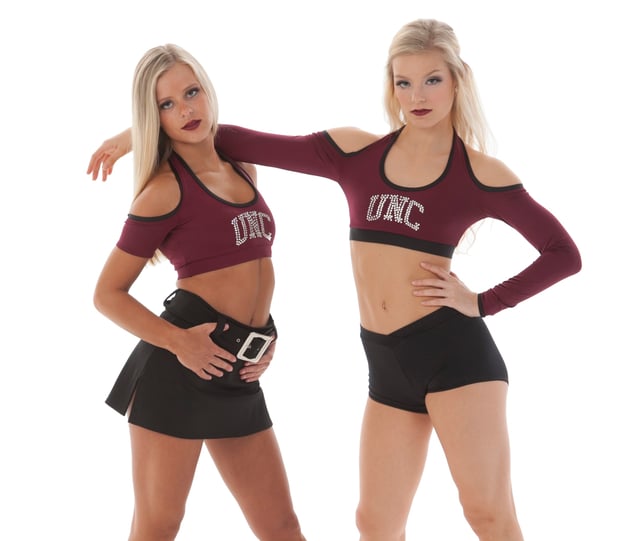 Cheer uniform trend: cold shoulder