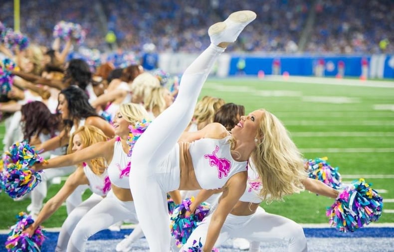 Detroit Lions Cheerleaders Breast Cancer Awareness Uniforms