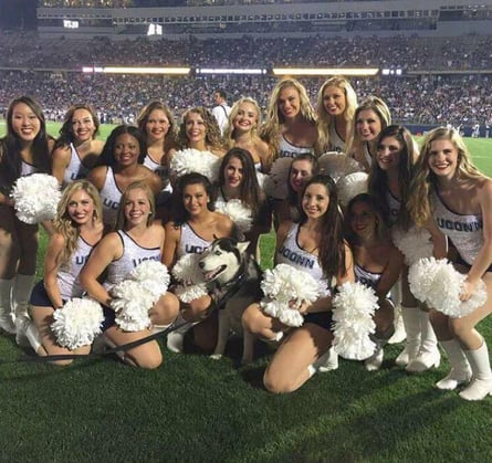 UConn dance team in custom cheer uniforms