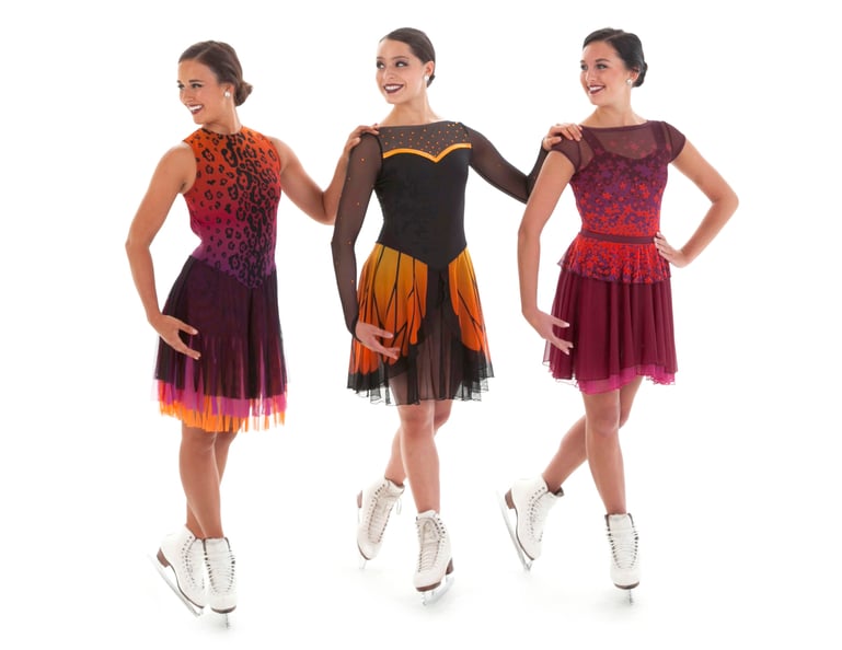 Sublimated synchronized skating dresses by The Line Up Sublimated synchronized skating dresses by The Line Up